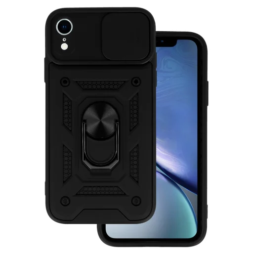 iPhone XR Armor tok csúsztatható kamera lencse védővel fekete - 1