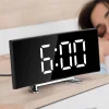 Mirror Clock Digitális ébresztőóra Elektronikus LED képernyő, hőmérővel fekete thumbnail