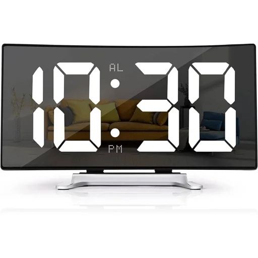 Mirror Clock Digitális ébresztőóra Elektronikus LED képernyő, hőmérővel fekete - 9