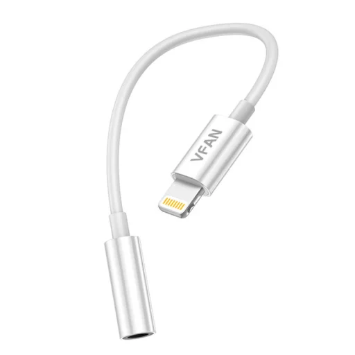 Vipfan L07 Lightning - mini jack 3.5mm-es AUX kábel, 10cm (fehér) - 2