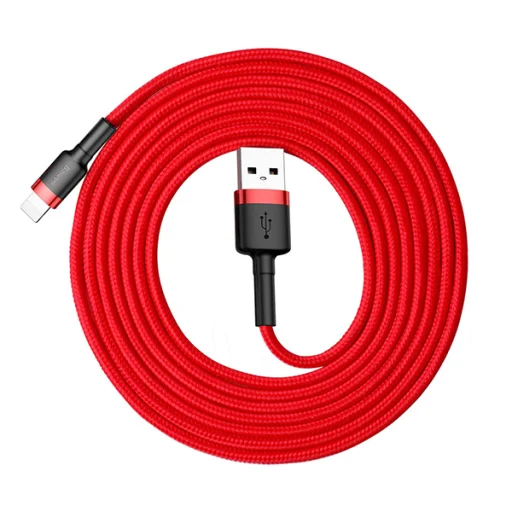 Baseus Cafule Nylon harisnyázott USB/Lightning kábel 2A 3m piros (CALKLF-R09) - 6