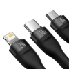 Baseus Flash II 3 az 1-ben USB - Type C, Lightning, Micro USB kábel 66W 6A 1.2 m fekete (CASS040001) thumbnail