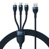 Baseus Flash II 3 az 1-ben USB - Type C, Lightning, Micro USB kábel 66W 6A 1.2 m sötétkék (CASS040003) thumbnail