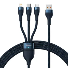Baseus Flash II 3 az 1-ben USB - Type C, Lightning, Micro USB kábel 66W 6A 1.2 m sötétkék (CASS040003)