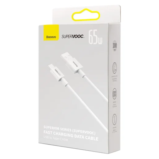 Baseus Superior SuperVOOC USB - Type C kábel 65W 1m fehér (CAYS000902) - 3