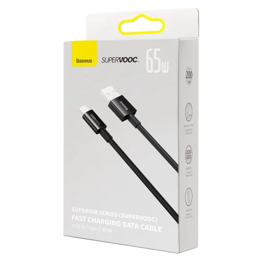 Baseus Superior SuperVOOC USB - Type C kábel 65W 2m fekete (CAYS001001) - 2