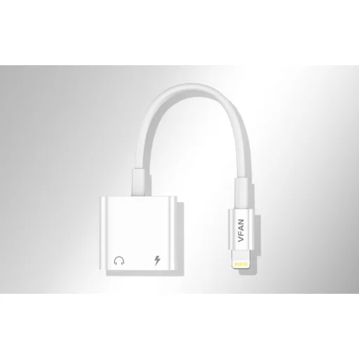 Vipfan L10 Lightning - Lightning + mini jack 3.5mm-es AUX kábel, 10cm (fehér) - 4