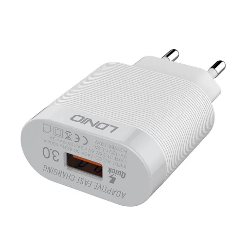 LDNIO A303Q USB hálózati töltő adapter QC 3.0, 18W (fehér) - 5