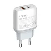 LDNIO A2424C USB + USB-C hálózati töltő adapter PD QC 3.0, 20W (fehér)