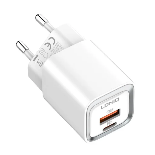LDNIO A2318C USB + USB-C hálózati töltő adapter PD QC 3.0, 20W (fehér) - 3