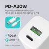 Alphajack PD-A30W hálózati gyorstöltő adapter, 1x USB-C (PD), 1x USB-A 30W thumbnail
