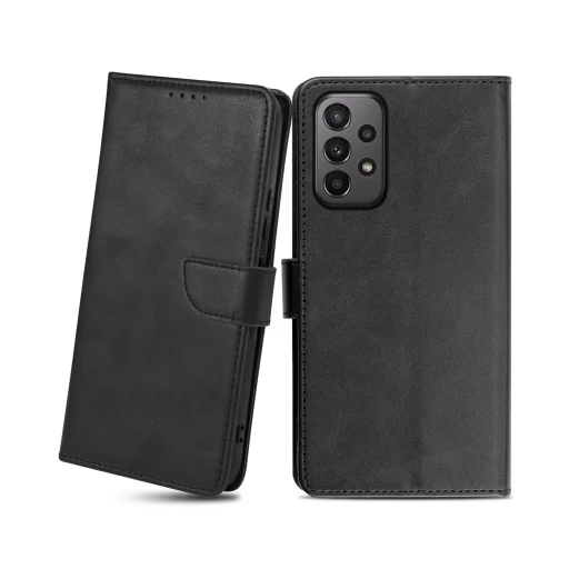 Samsung Galaxy A23 5G mágneses PU bőr fliptok kártyatartóval fekete Alphajack - 1