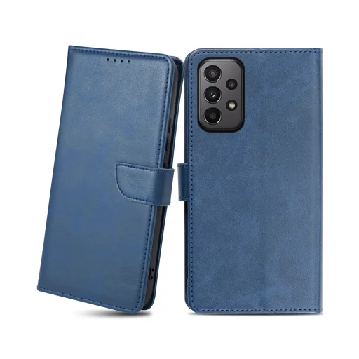 Samsung Galaxy A23 5G mágneses PU bőr fliptok kártyatartóval kék Alphajack - 1