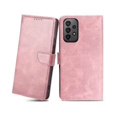 Samsung Galaxy A23 5G mágneses PU bőr fliptok kártyatartóval rózsaszín Alphajack