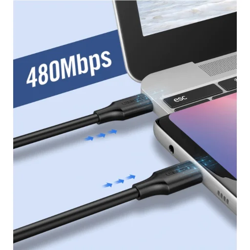 Ugreen USB-C – USB-C PD kábel 60W 1m fekete - 4