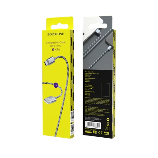 Borofone BX24 Ring Current USB - Type C kábel 3A 1m szürke - 2