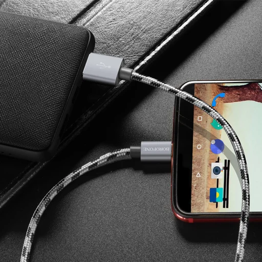 Borofone BX24 Ring Current USB - Type C kábel 3A 1m szürke - 3