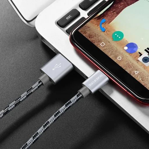 Borofone BX24 Ring Current USB - Type C kábel 3A 1m szürke - 4