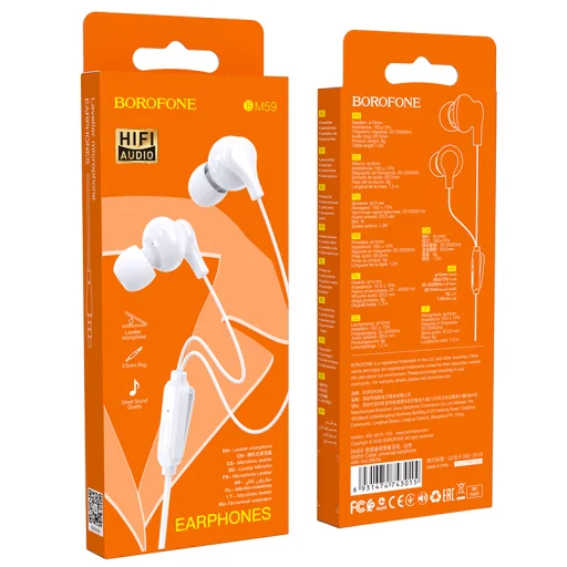 Borofone BM59 Collar 3.5mm jack vezetékes fülhallgató fehér  - 4