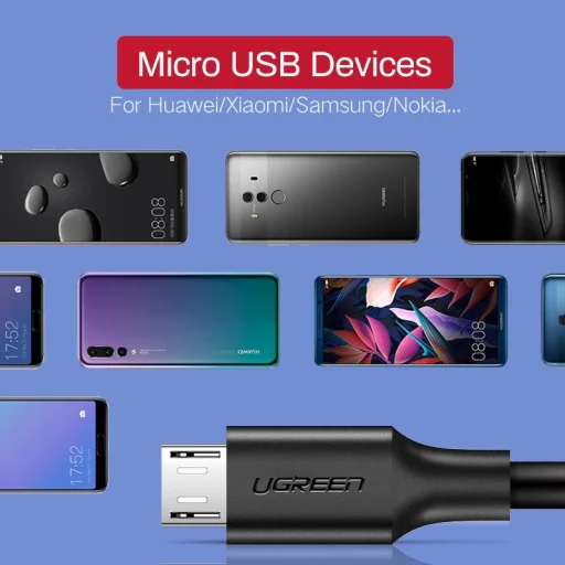 UGREEN USB-Micro USB kábel, QC 3.0, 2.4A, 1m (fehér) - 7