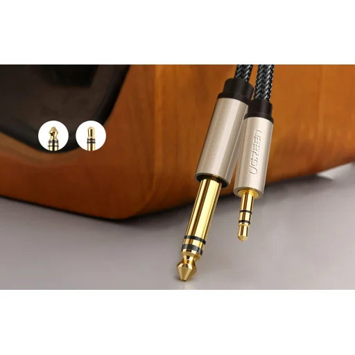 Ugreen AV127 3.5mm-es jack sztereó kábel 6.35mm TRS-hez - 3m (szürke) - 4