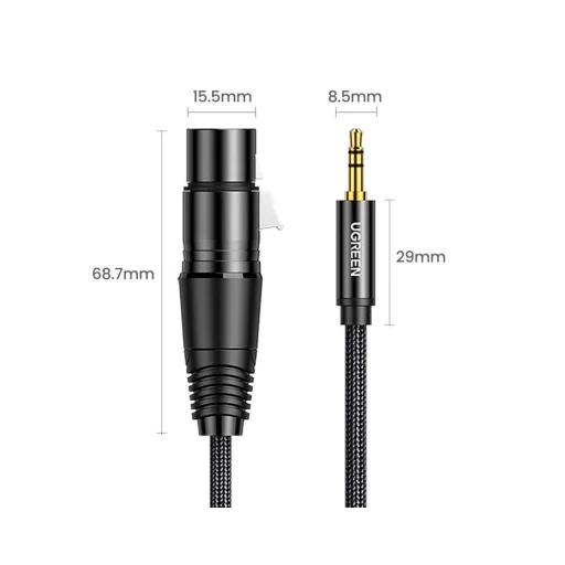 Ugreen AV182 XLR anya-3.5mm jack dugós kábel - 2 m (fekete) - 2