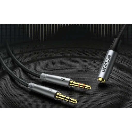 Ugreen AV193 AUX audio splitter fejhallgató + mikrofon 3.5mm-es mini jack kábelhez (szürke) - 4