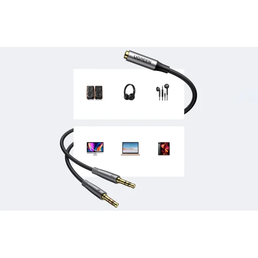 Ugreen AV193 AUX audio splitter fejhallgató + mikrofon 3.5mm-es mini jack kábelhez (szürke) - 5