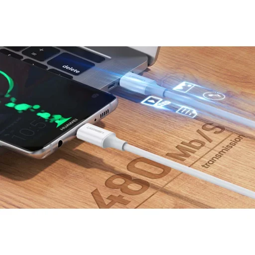 Ugreen US264 USB-C - USB-C kábel, 60W, 0.5m (fehér) - 5