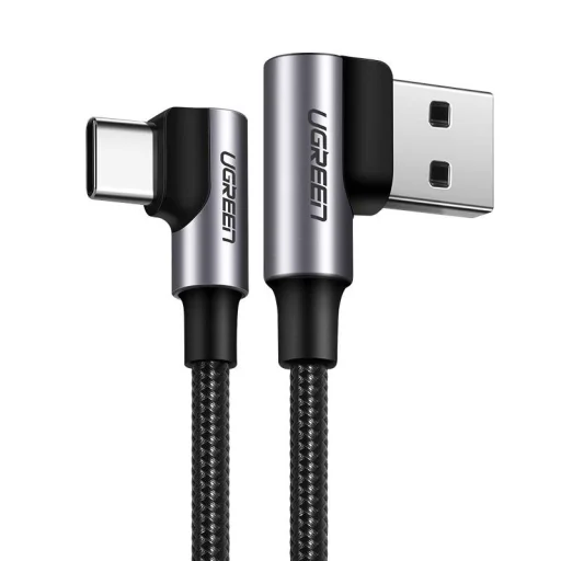Ugreen US176 USB - USB-C kábel, 90 fokban döntött, 3A, 2m (fekete) - 1