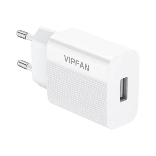 Vipfan E01 fali hálózati töltő adapter, 1x USB, 2,4A + micro USB kábel (fehér) - 6
