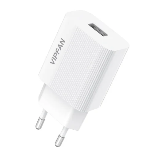 Vipfan E01 fali hálózati töltő adapter, 1x USB, 2,4A + micro USB kábel (fehér) - 2