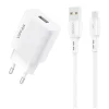 Vipfan E01 fali hálózati töltő adapter, 1x USB, 2,4A + micro USB kábel (fehér) thumbnail