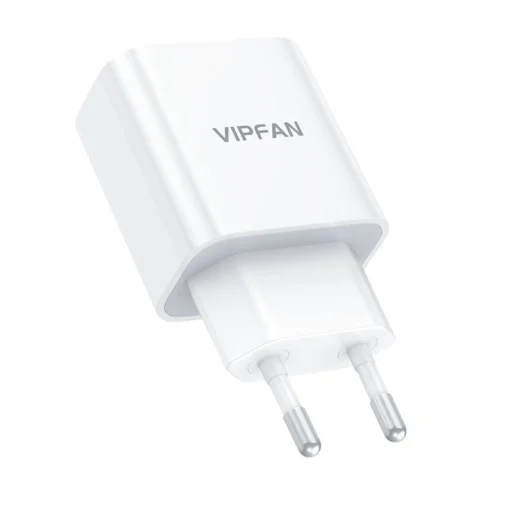 Vipfan E04 fali hálózati töltő adapter, USB-C, 20W, QC 3.0 + Lightning kábel (fehér) - 5