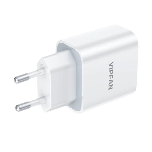 Vipfan E04 fali hálózati töltő adapter, USB-C, 20W, QC 3.0 + Lightning kábel (fehér) - 6