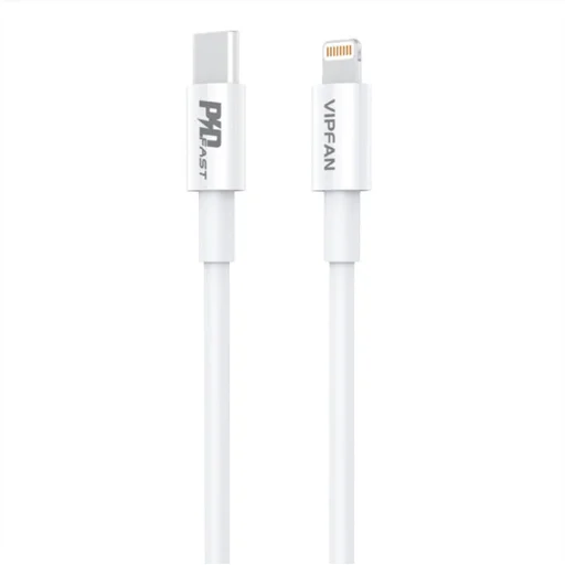 Vipfan E04 fali hálózati töltő adapter, USB-C, 20W, QC 3.0 + Lightning kábel (fehér) - 2