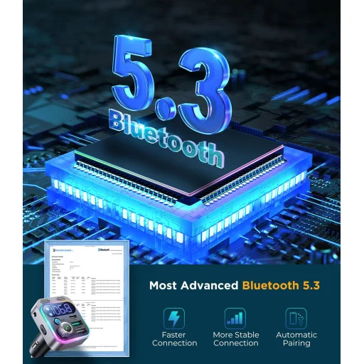 Joyroom JR-CL16 Bluetooth FM transmitter USB + USB-C, 48W (fekete) - 7