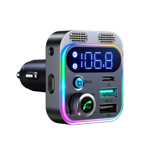 Joyroom JR-CL16 Bluetooth FM transmitter USB + USB-C, 48W (fekete) - 5