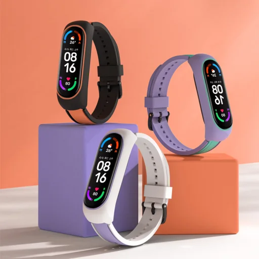 Xiaomi Mi Band 6 / 5 / 4 / 3 Dual Color óraszíj fehér/lila - 6