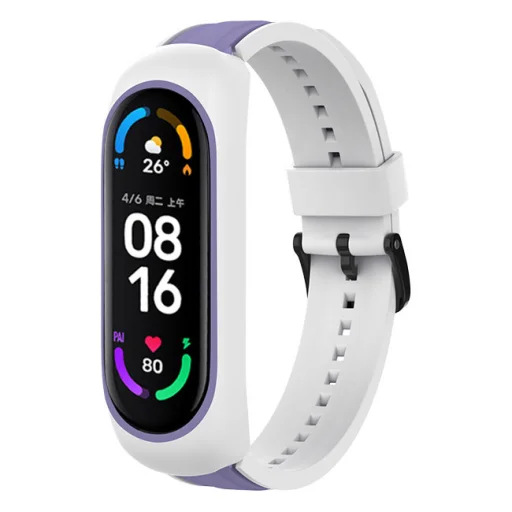 Xiaomi Mi Band 6 / 5 / 4 / 3 Dual Color óraszíj fehér/lila - 1