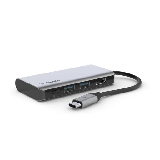 Belkin CONNECT USB-C 4 az 1-ben többportos adapter, HUB elosztó (AVC006btSGY) szürke - 1