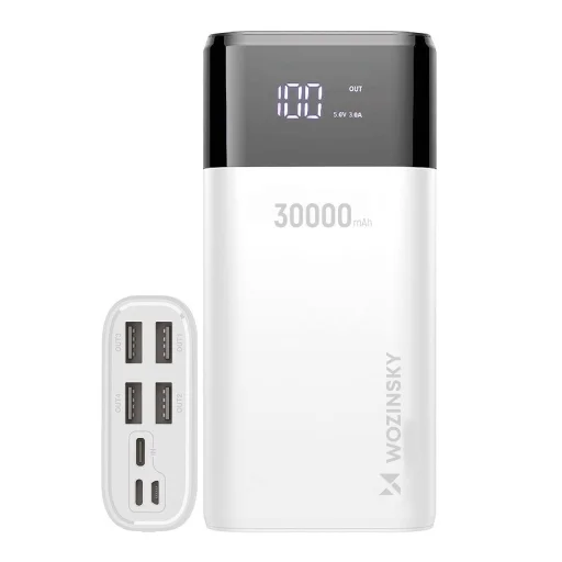 Wozinsky powerbank 30000mAh Li-Ion 4 x USB LCD kijelzővel 2A fehér (WPB-001WE) - 1