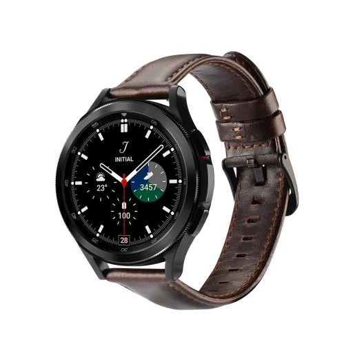 Samsung Galaxy Watch/Huawei Watch/Honor Watch (20 mm) Dux Ducis bőr óraszíj sötétbarna - 1