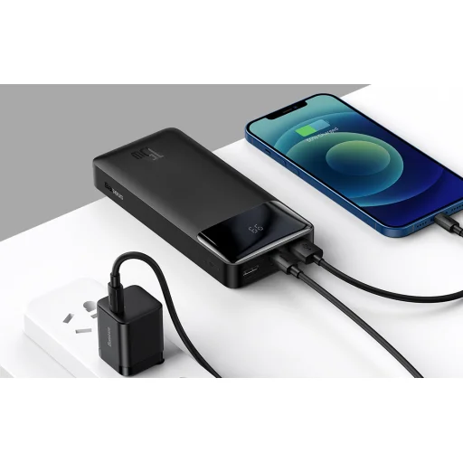 Baseus Bipow 30000mAh powerbank kijelzővel 15W + USB-A - Micro USB kábel 0,25m fekete (PPBD050201) - 7