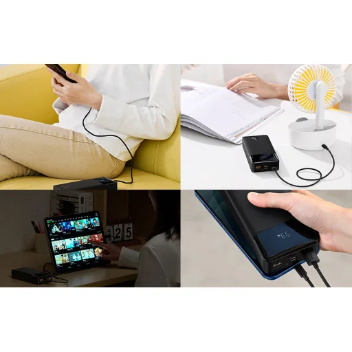 Baseus Bipow 30000mAh powerbank kijelzővel 15W + USB-A - Micro USB kábel 0,25m fekete (PPBD050201) - 12