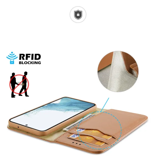 Samsung Galaxy S23 Plus Dux Ducis Hivo fliptok RFID blokkoló barna - 3