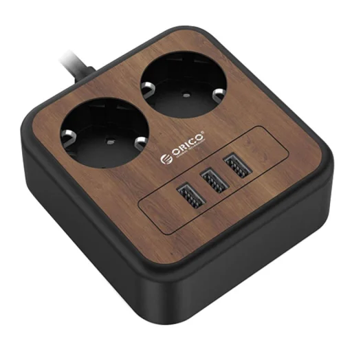 Orico hálózati elosztó 2 AC aljzattal, 3x USB, 1.4m, 2500 W - 2