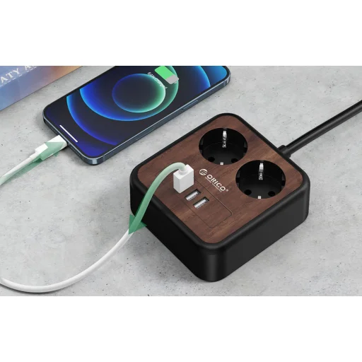 Orico hálózati elosztó 2 AC aljzattal, 3x USB, 1.4m, 2500 W - 3