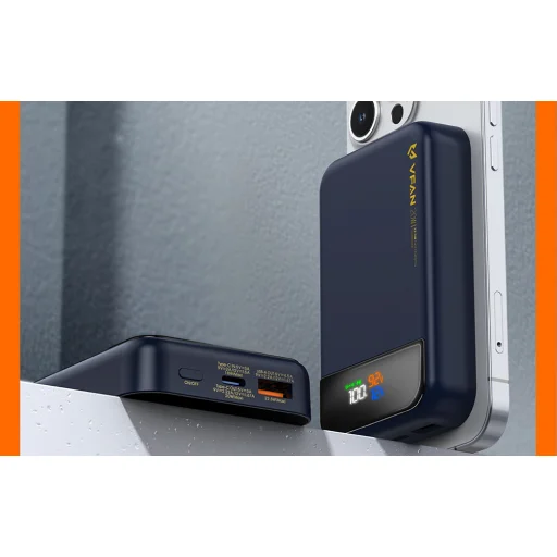 Vipfan F13 Powerbank mágneses vezeték nélküli töltéssel (MagSafe), 22.5W 10000 mAh (kék) - 4