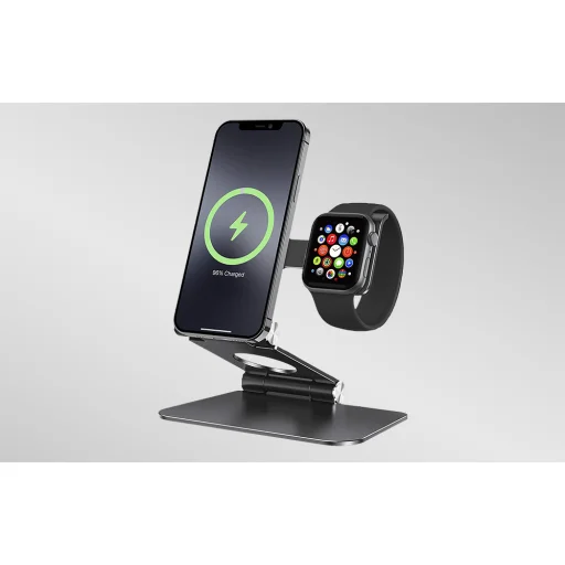 Omoton MS03 mobiltelefon állvány, telefonállvány és óraállvány töltőtartóval - 4